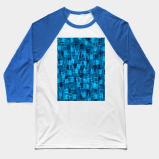 Blue Rectangle Pattern Baseball T-Shirt